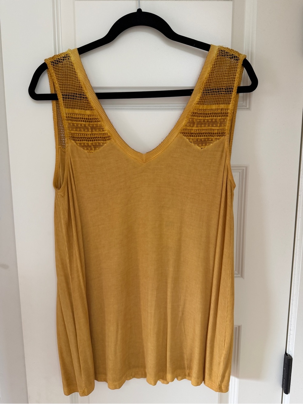 White Crow Honey Gold Lace-Trim Ribbed Tank